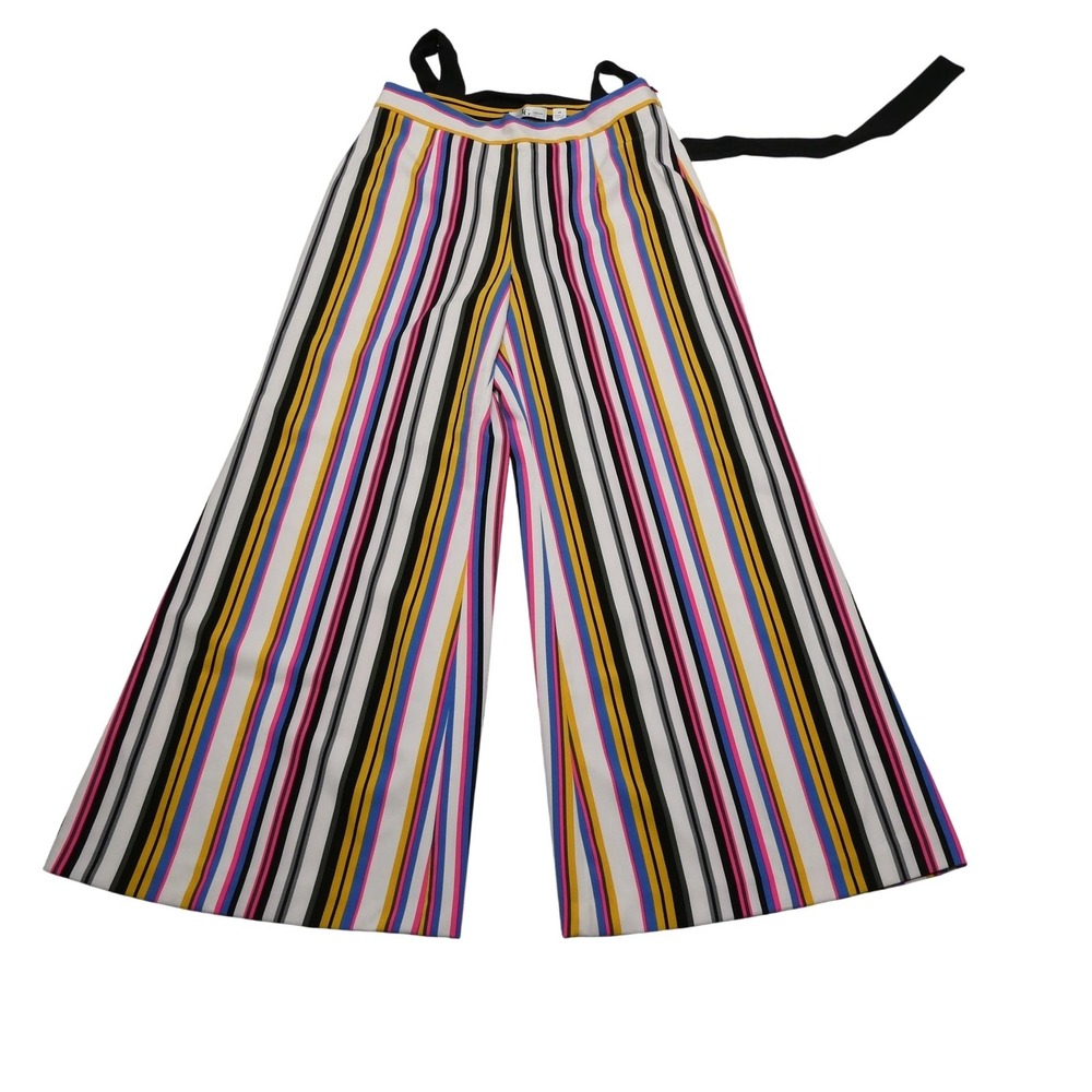 Lena Gabrielle Pants Womens 14 Multicolor Stripe Wide Leg Tie Waist Palazzo‎